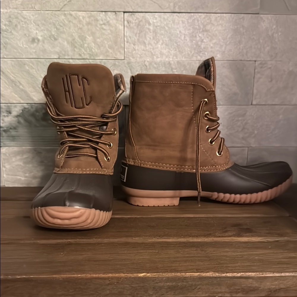 Brown and Tan Duck Boots